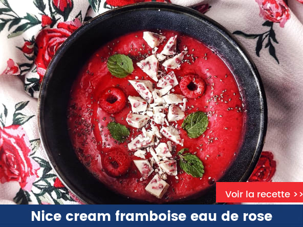 Nice cream framboise, banane, eau de rose